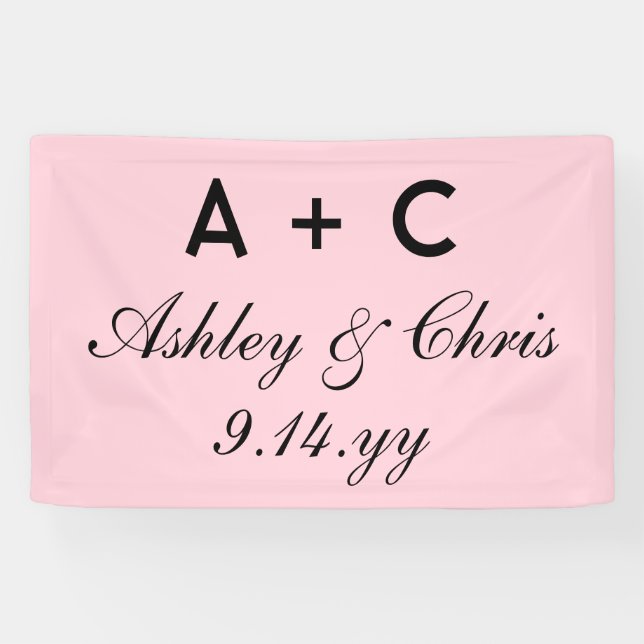 Lona Recepción Rubor Pink Modern Personalized Wedding (Horizontal)