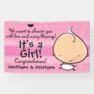Lona Recién nacido Girl.Shower Party.Congratulations