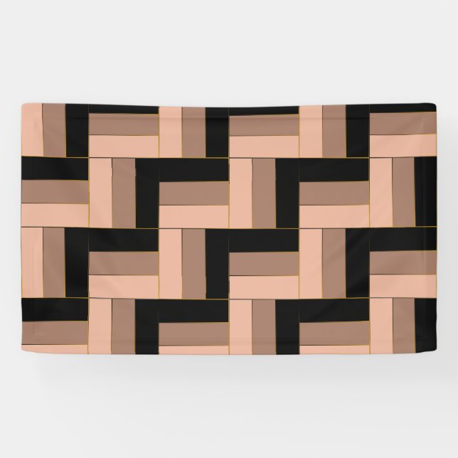 Lona Rectángulos Geométricos Marrón Mocha Negro (Horizontal)