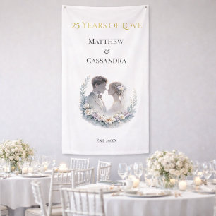 Lona Recuerdo de aniversario de bodas de plata con esti