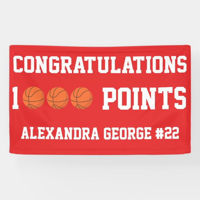 Lona Red 1000 Basketball Career Points Scorer Player (Horizontal)
