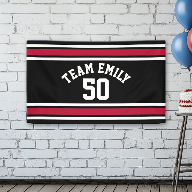 Lona Red and Black Sports Jersey Custom Name Number (Custom Birthday Banner)