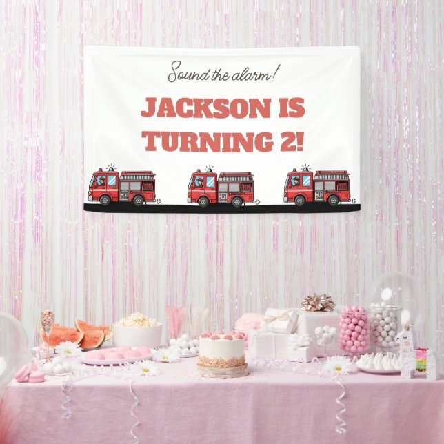 Lona Red Fire Truck Party Décor | Custom Kids Birthday (Fiesta)