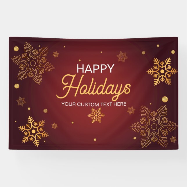Lona Red Holidays Christmas party backdrop  (Horizontal)