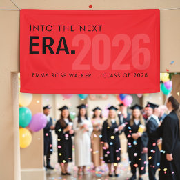 Lona Red Modern Era Class of 2026 Graduation Banner