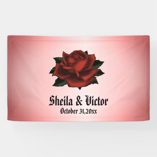 Lona Red Rose Gothic Boda Personal (Horizontal)