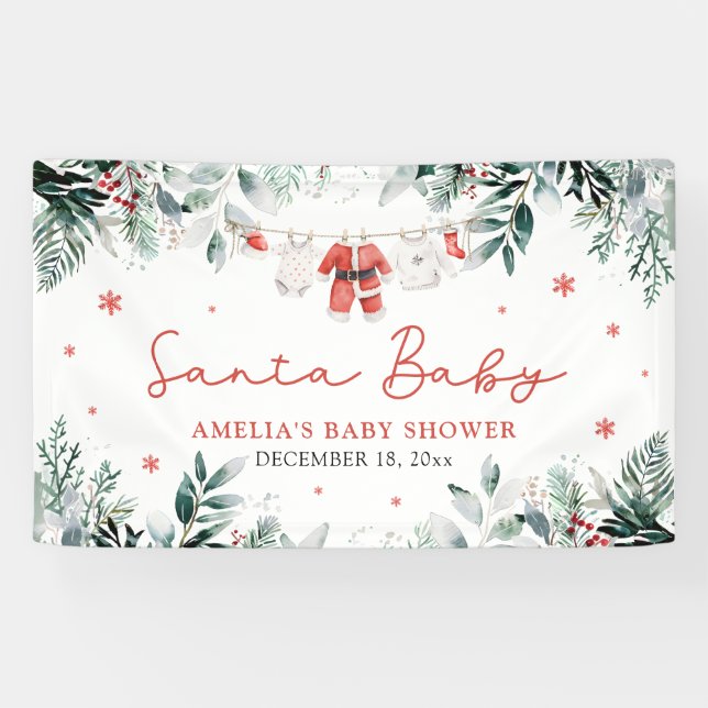 Lona Red Santa Baby Navidades Baby Clothes Baby Shower (Horizontal)
