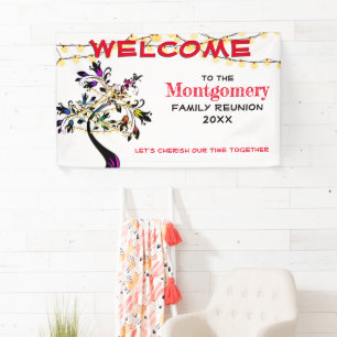 Lona Red Welcome Family Reunion Tree Lights