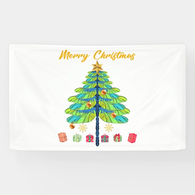 Lona Regalo de árbol de navidad de la libélula (Horizontal)