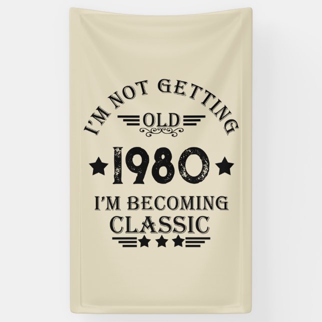 Lona Regalo de cumpleaños vintage personalizado (Vertical)