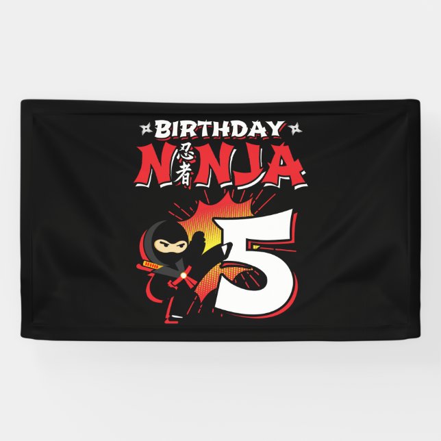 Lona Regalo de fiesta de cumpleaños Ninja para niños de (Horizontal)