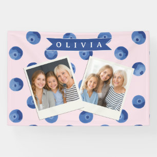 Lona Regalo Personalizado de Acuarela de Arándanos Azul