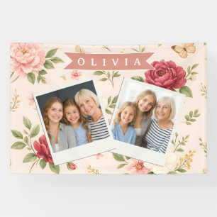 Lona Regalo Personalizado de Nombre Romántico Floral Vi