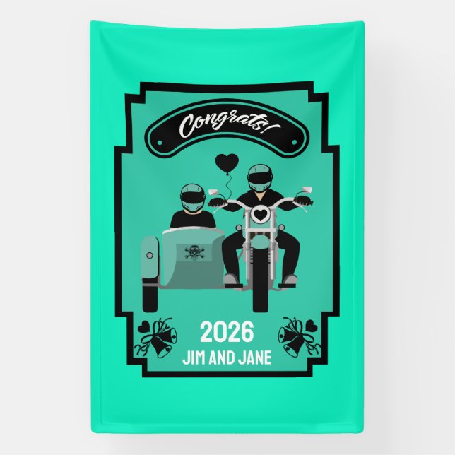 Lona Regalos De Boda De Motocicleta Para Pareja (Vertical)