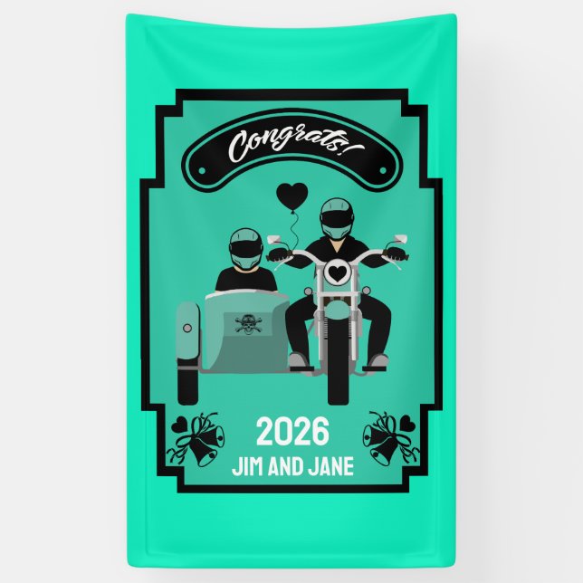 Lona Regalos De Boda De Motocicleta Para Pareja (Vertical)