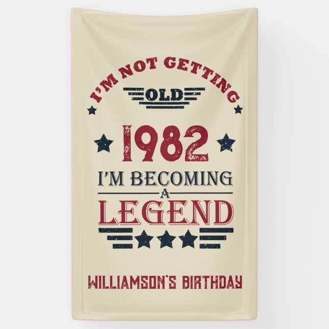 Lona Regalos de cumpleaños vintage personalizados (Vertical)