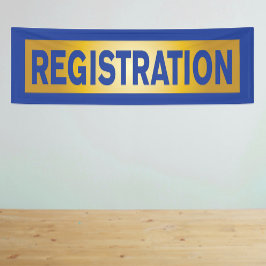 Lona Registro para eventos azules y dorados