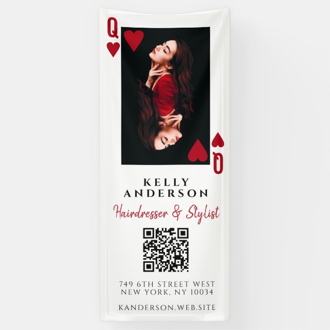 Lona Reina de Corazones Código QR de Foto Femenina Pelu (Vertical)