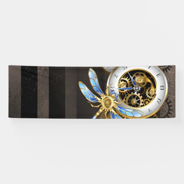 Lona Reloj de vapor con libélula mecánica (Horizontal)