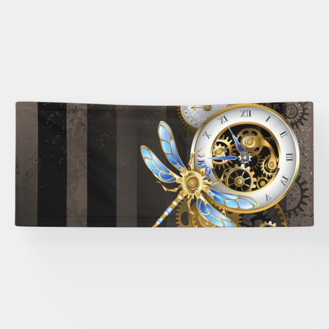 Lona Reloj de vapor con libélula mecánica (Horizontal)