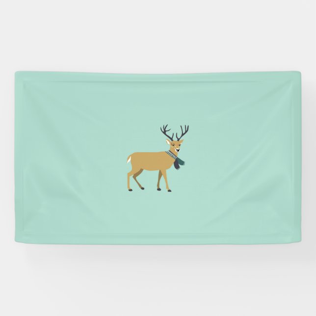 Lona Reno con una bufanda de invierno (animal Navidad) (Horizontal)