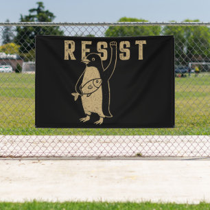 Lona Resista del activismo pingüino diseño gráfico vint