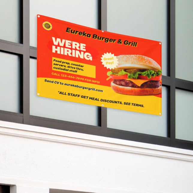 Lona Restaurante de Hamburguesas Personalizadas Estamos (Edificio exterior)