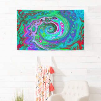 Lona Resumen de Groovy Swirl Retro Green, Red and Magen