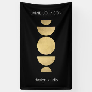 Lona Resumen Fases de la Luna Arte Geométrico Oro/Negro