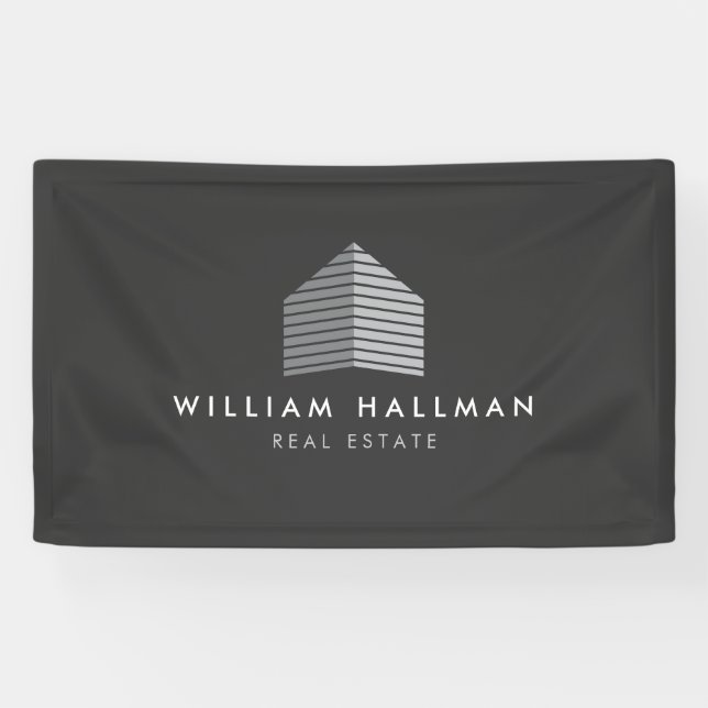 Lona Resumen Logotipo del hogar Gris/Gris oscuro (Horizontal)
