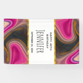 Lona Resumen rosa y negro con naves doradas