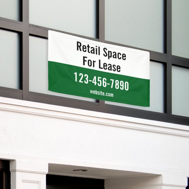 Lona Retail Space For Lease Phone Number Green & White (Edificio exterior)