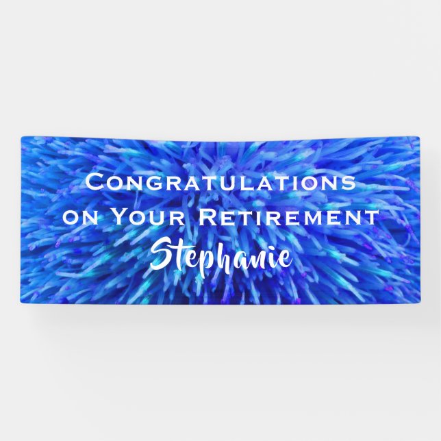 Lona Retirement Felicitaciones Blue Floral Closeup (Horizontal)