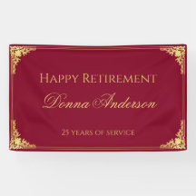 Retirement Gold Script Elegant Vintage Burgundy