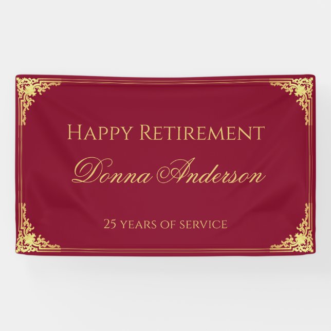 Lona Retirement Gold Script Elegant Vintage Burgundy (Horizontal)