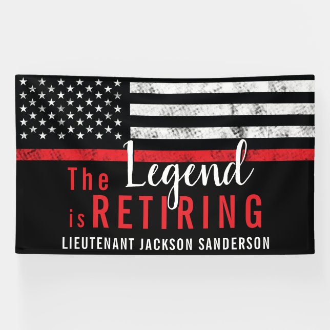 Lona Retiro de bomberos de línea roja delgada (Horizontal)