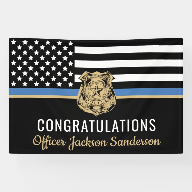 Lona Retiro de la policía Felicitaciones a la delgada l (Horizontal)