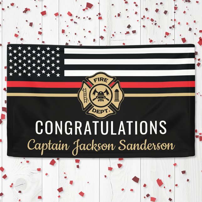 Lona Retiro de la retirada de los bomberos: felicitacio (Firefighter Retirement Red Line Flag Congrats Banner)