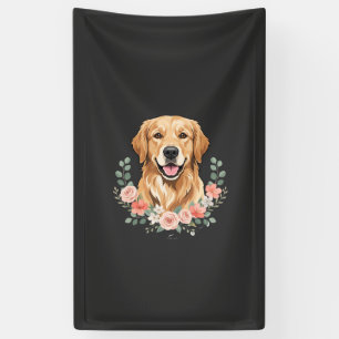 Lona retrato de perro retriever dorado floral sublimaci