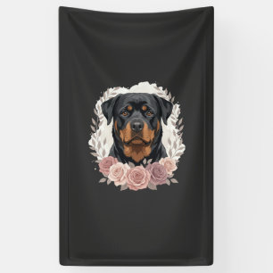 Lona retrato de perro Rottweiler floral sublimación