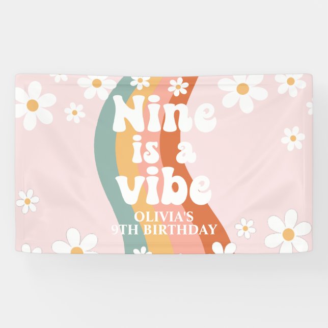 Lona Retro Arcoíris Nueve es una Vibe Daisy 9TH (Horizontal)