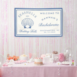 Lona Retro Azules Conchas Marinas & Campanas de Boda De