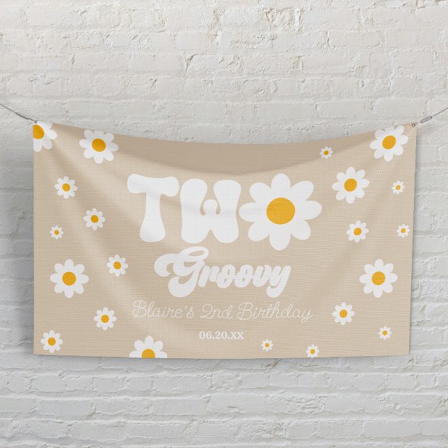 Lona Retro Daisy Flower Two Groovy 2º Fiesta de cumplea (Subido por el creador)