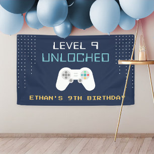 Lona Retro Gamer Tema Niños Fiesta de cumpleaños