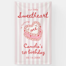 Lona Retro Hand Drawn Valentine Girl First Birthday