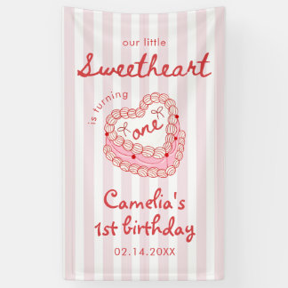 Lona Retro Hand Drawn Valentine Girl First Birthday