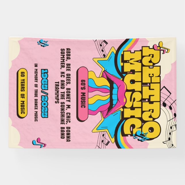 Lona RETRO MUSIC POSTER banner (Horizontal)