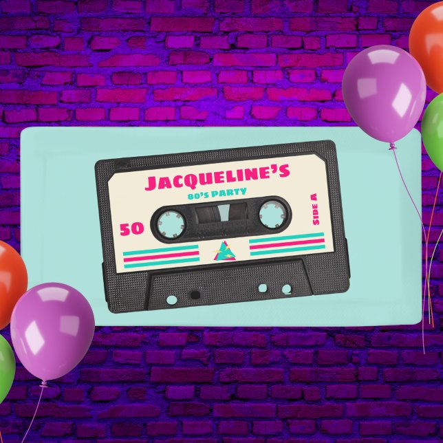 Lona Retro Ochties Music Mix Tape 50th Birthday Party (Subido por el creador)
