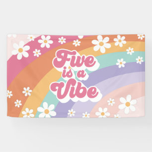 Lona Retro Rainbow Five es una Vibra Cumpleaños 5