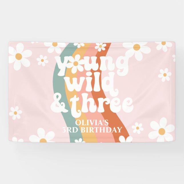 Lona Retro Rainbow Young Wild Three Daisy (Horizontal)